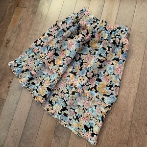 Uniqlo Floral Printed Chiffon Knee Length Skirt with Ruffles